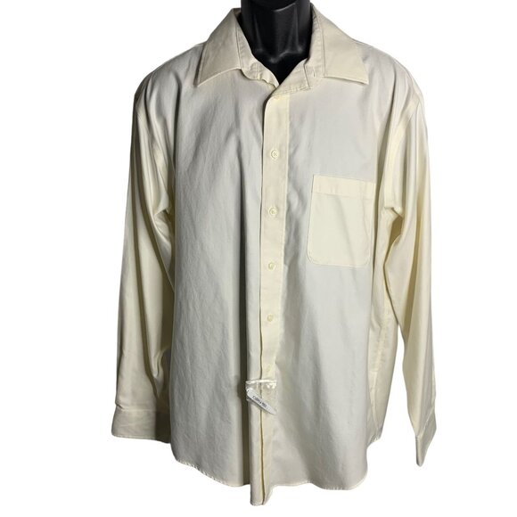 Joseph Feiss Non Iron Button Up Dress Shirt XL Cream Long Sleeves Pocket NEW - Picture 1 of 6